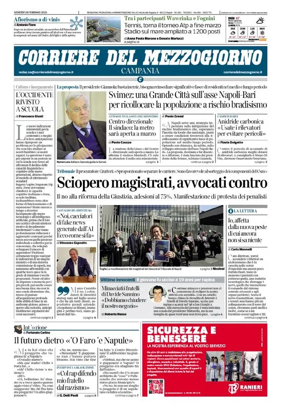 Prima-pagina-corriere del mezzogiorno-del-2025-02-28